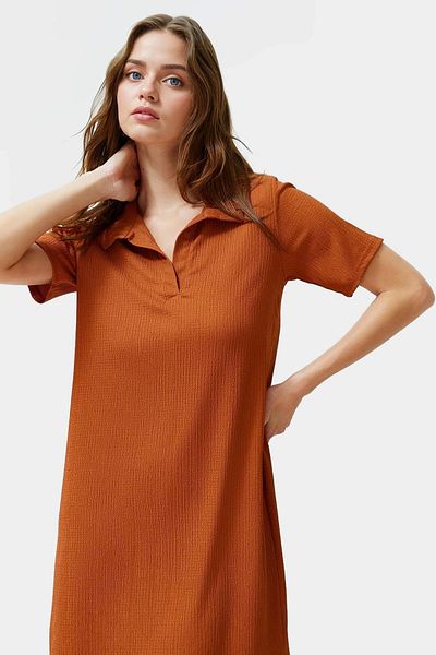 PayBuy Women's Knitted Short Sleeve Polo Neck Midi Dress Comfortable Summer Casual Style Durable Material