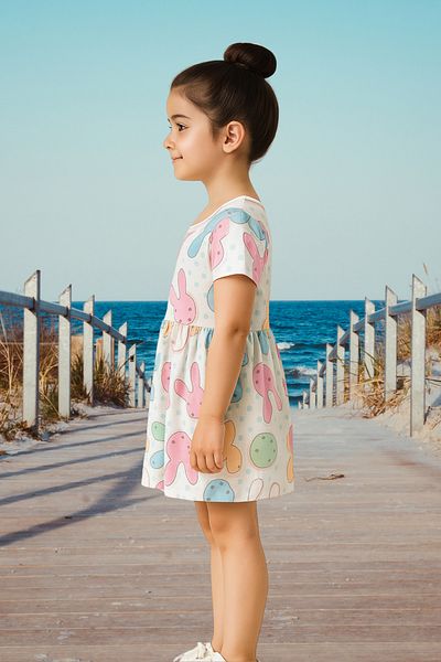Fox Moda Φόρεμα για κορίτσια με εμπριμέ μανίκια Lycra