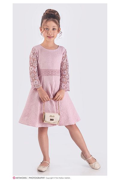 Pina Kids Κοριτσίστικο φόρεμα με δαντέλα Capri μανίκια - ELB.2723