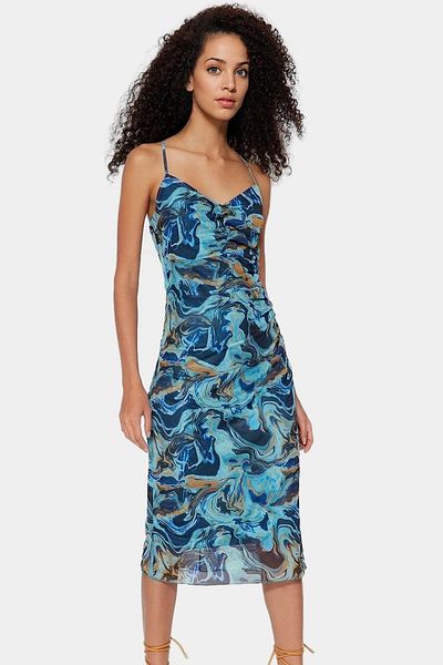 PayBuy Chic Patterned Bodycon Midi Dress Slim Strap Knitted Tulle Fabric Professional Look
