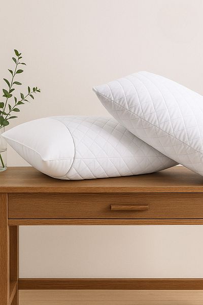 Nart Home Set de perne din bumbac 2 bucăți de protecție matlasată pentru pernă albă