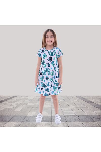 Fox Moda Rochie pentru fetiță cu imprimeu floral verde