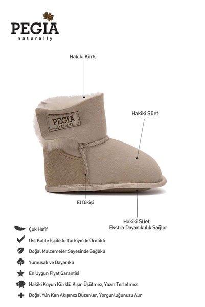 Pegia Hakiki Kürklü Cırtlı Bebek Patiği 141220