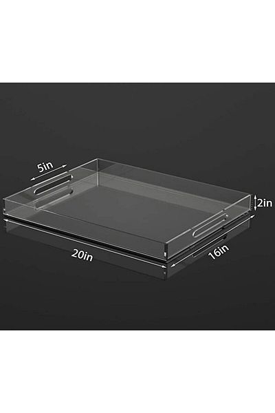 SMARTPOINTS Acrylic Serving Tray 16x20 Inches -Spill Proof- Clear Decorative Tray Organiser for Otto