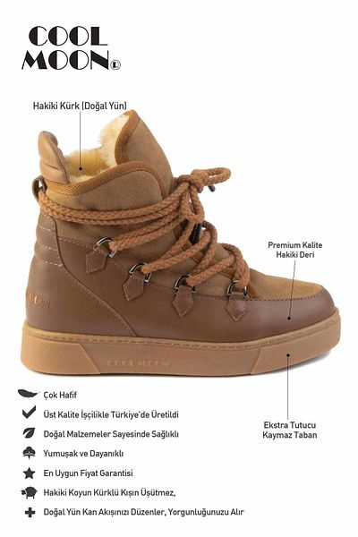 Cool Moon Γούνινες Suede Lace Up Γυναικείες Μπότες 365060