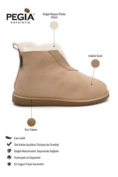 Pegia Γνήσιο Suede Unisex Panduf με Γούνα Εσωτερικά 191200