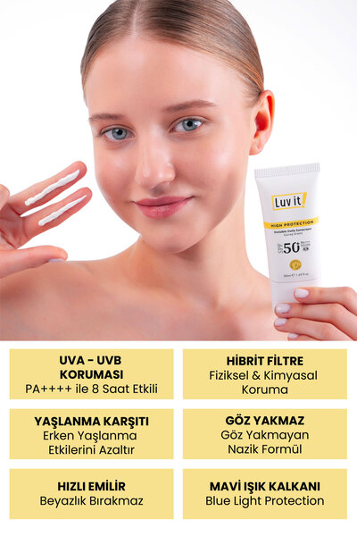 Luv it! Spf50+ Pa++++ Uva Uvb Yüksek Korumalı Leke Karşıtı Güneş Kremi 50 Ml