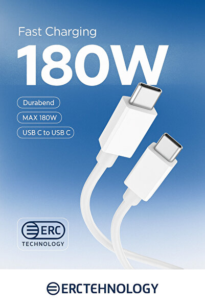 ERCTECH Typce to Typce 180W Hızlı Şarj ve Data Kablosu Macbook ile Tam Uyumludur