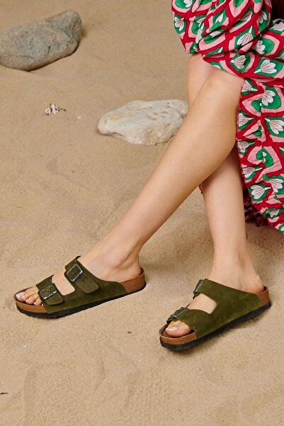 Pegia Γυναικείες δερμάτινες παντόφλες με κορδόνια 215520