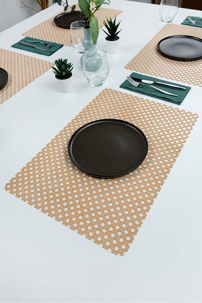 La Casa Art Hazeran Patterned Supla Runner 4 τεμαχίων - Αμερικάνικο σερβίτσιο, 45x30 CM, Διακόσμηση οικιακών επιτραπέζιων σκευών (4 ΤΕΜ)