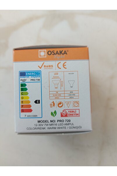 Osaka Light 12-30 Volt Arası 7w 3000k Gün ışığı AC-DC Uyumlu MR16 Led Spot Ampül 540lm Dikkat Trafo ile Çalışır