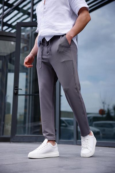 Pobudo Men's Anthracite Color Lycra Fabric Jogger Pants