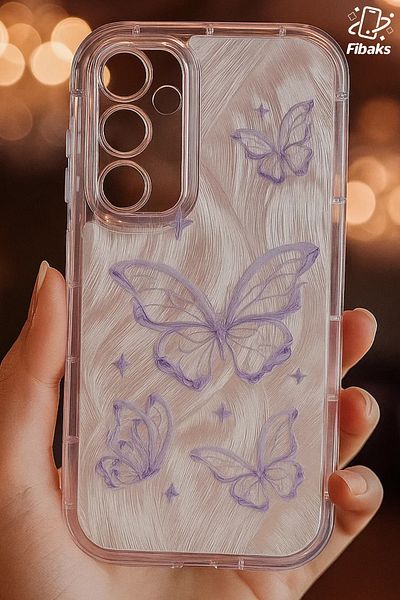 Fibaks حافظة لهاتف Galaxy S24 Plus مع حماية للكاميرا، نمط فراشة ثلاثي الأبعاد لامع، سيليكون ممتص للصدمات