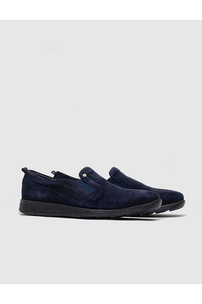 Cabani Genuine Leather Navy Blue Men's Casual Shoes