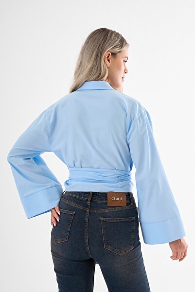 Cistern İstanbul Cămașă de damă cu curea albastră cu șireturi