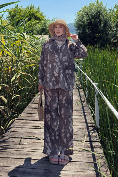 Bipantolon Дамски комплект панталони с кафяв ефект на листа и долна част на горната част