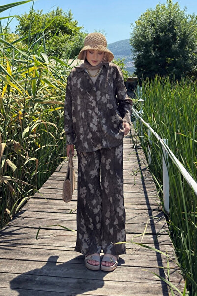 Bipantolon Дамски комплект панталони с кафяв ефект на листа и долна част на горната част