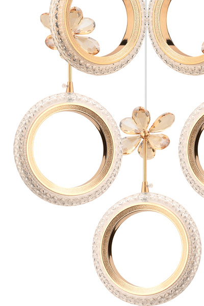 İstanbul Avize Halka 5'li Gold Kumandalı 3 Renk Ledli Modern Led Avize