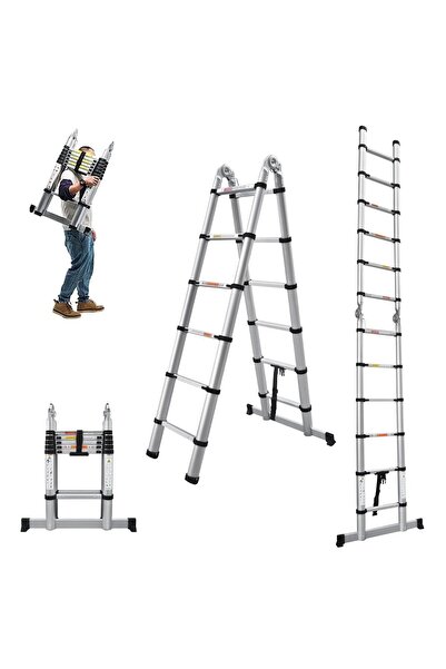 Genel Markalar A Tipi Çift Yönlü Teleskopik Merdiven 7+7 4,4 Mt Alüminyum (2,...