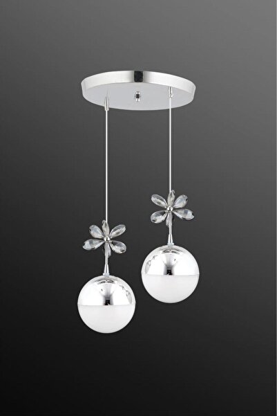 İstanbul Avize Kelebek 2'li Gümüş Sarkıt Ledli 3 Renk Avize