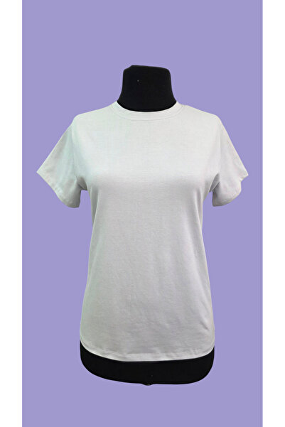 AHMERA تي شيرت نسائي قطني بأكمام قصيرة وقصة عادية باللون الرمادي