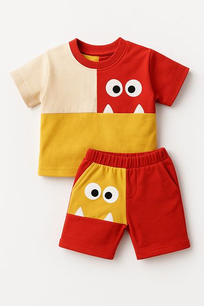 Uğur bebe New Season Yellow Red Shorts Baby Set