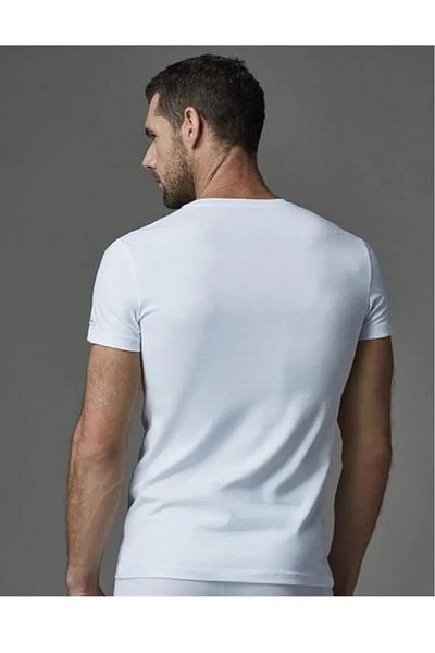 Eros Ανδρικό, Συμπαγές, 95% βαμβάκι, 2 τμχ T-Shirt με λαιμόκοψη, λευκό