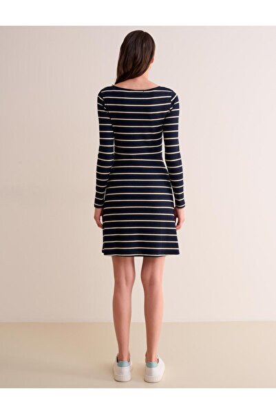 Jimmy Key Námořnická modrá Šaty s rovným střihem a vzorem kravaty s výstřihem