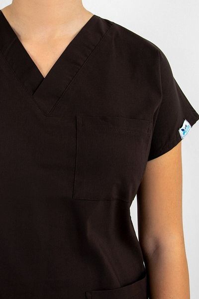 Nur Medikal Giyim Unisex Σκούρο Καφέ Lycra Doctor Nurse Surgical Scrubs Shift Uniform Σετ