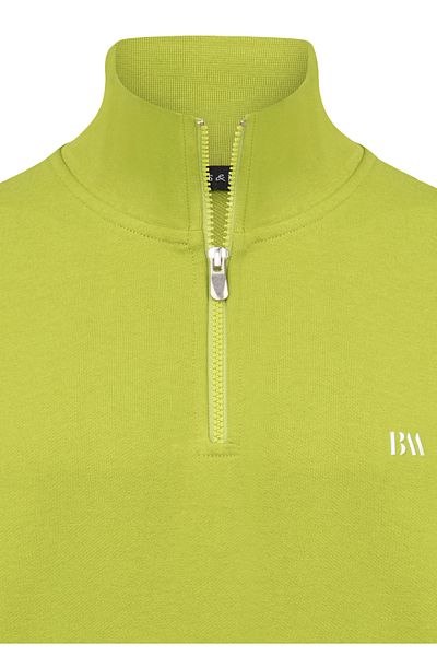 Basics&More Men's Relax Fit Relaxed Fit Cotton Half Zipper Pistachio Green Stand Collar Sweatshirt