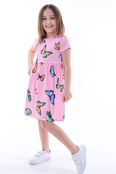 MAXI DRY Butterfly Printed Combed Cotton Dress, 2-8 Years