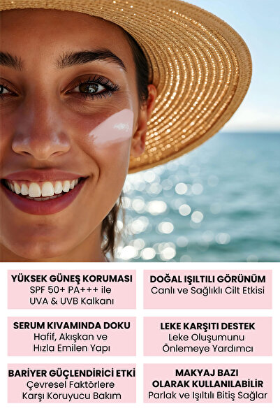 Luv it! SPF 50+ Leke Karşıtı Güneş Serumu - Yüz ve Cilt Bakımı için Güneş Koruyuculu Serum 50 ml