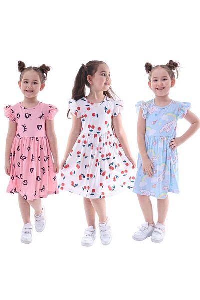 MAXI DRY 2-8 Years Old Children's Dress - 3 Pieces with Lycra and Print