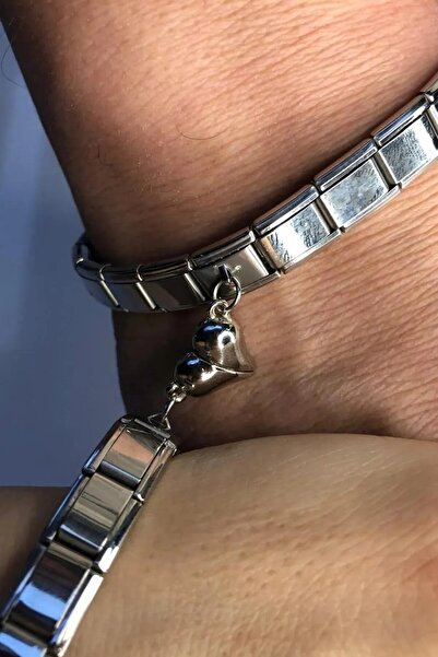 Takı Dükkanı 2li Mıknatıslı Kalp Sevgili Çift Charm Celik Italyan Charmı scb35