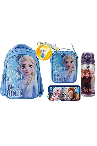 Frozen School Bag, Lunch Box, Pencil Case Set - Keychain and Water Bottle & Flask Gift