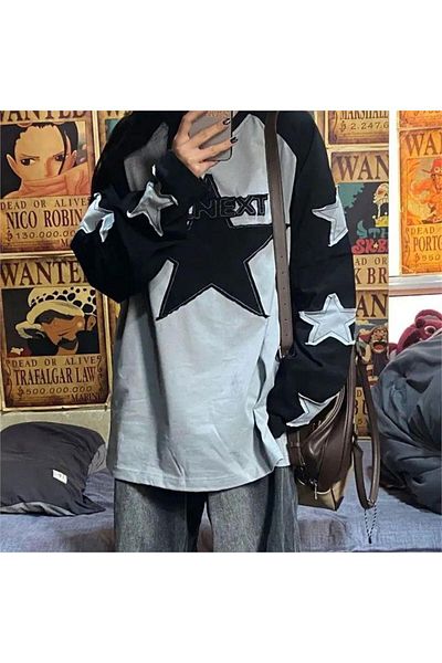 Köstebek Černá tenká mikina s raglánovým rukávem WLNEXT Star s dlouhým rukávem