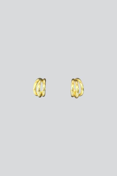 stravis Gold color triple hoop earrings