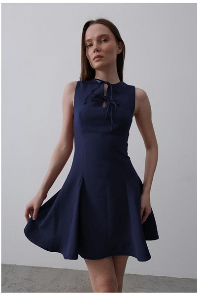 ALFUDO Moda Collection Lace-Up Chest Equivalent Flared Dress