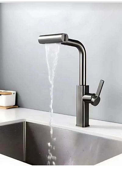 TOPTANFONİ Toptanfoni Loraı Inox Chrome Spiral Kitchen Faucet