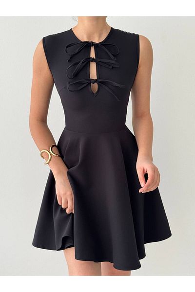 ALFUDO Moda Collection Φόρεμα με κορδόνια στο στήθος