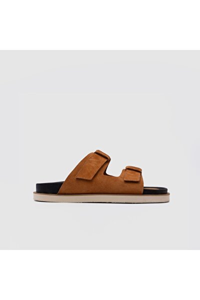 TOGO Taba Kahverengi Hakiki Deri Erkek Comfort Terlik [052300]