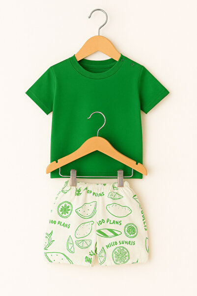 BABİDO بدلة بيبي بوي ليفلي وقطن مكونة من قطعتين. تي شيرت قطني + شورت من الكتا...