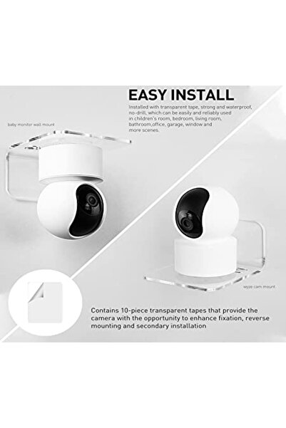 SMARTPOINTS Acrylic Floating Wall Shelves Set of 3 for Security Cameras, Baby Monitors, Speakers - U
