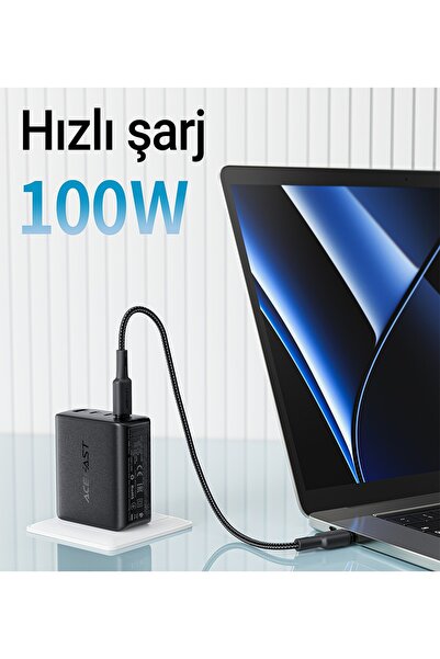 Acefast 100w Pd 3x Usb-c Usb-a 4 Port Hızlı Şarj Aleti Gan Destekli Güç Adaptörü - A94