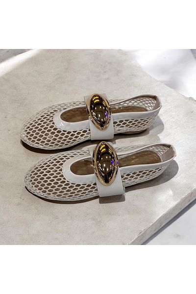 runa shoes Gold Buckle Detail Ballet File