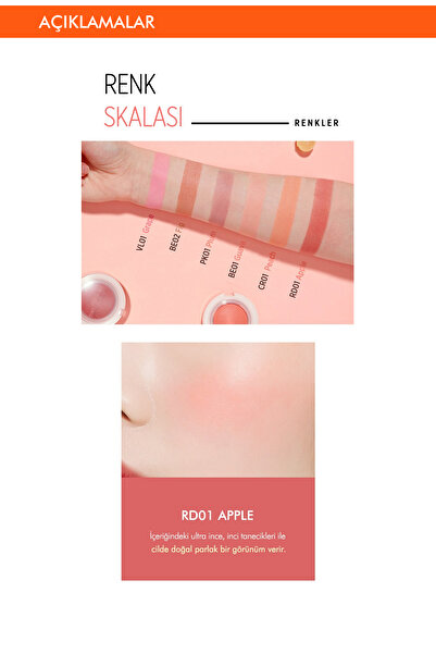 Missha Meyve Renkleriyle Doğal ve Parlak Görünüm Sunan Jel Allık A'PIEU Juicy-Pang Jelly Blusher (RD01)