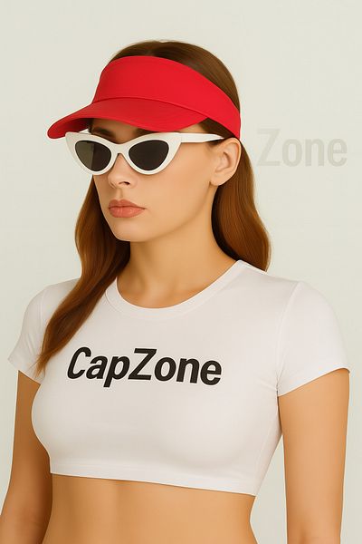 CapZone Visor Hat Unisex Tennis Hat Uv Protection 100% Cotton Red