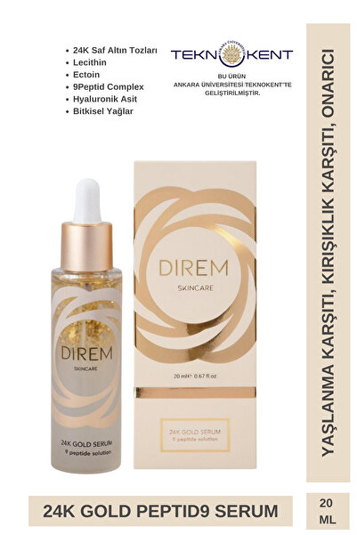 Direm Beauty 24K Saf Altın & 9Peptide İçeren Yaşlanma ve Kırışıklık Karşıtı O...