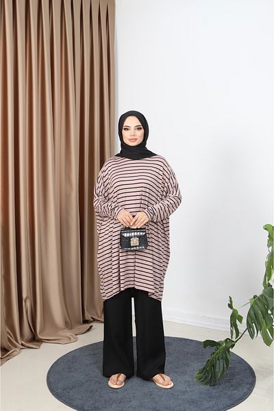 NİSUM MODA Striped Combed Tunic