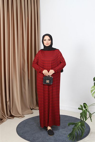 NİSUM MODA Striped Combed Cotton Dress